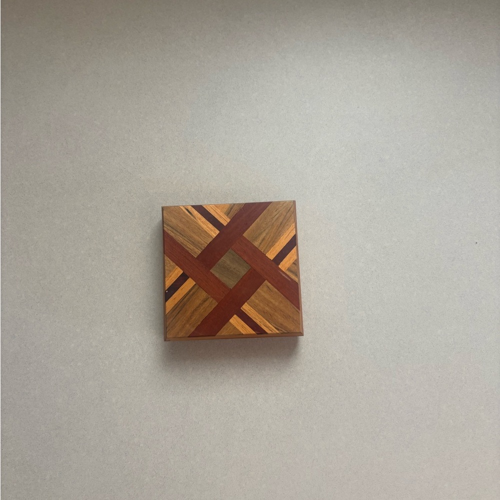 Wooden Trinket Box with Geometric Design